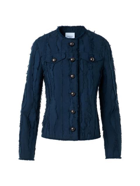 AKRIS Women's Frayed Cotton Jacquard Jacket - Dark Blue