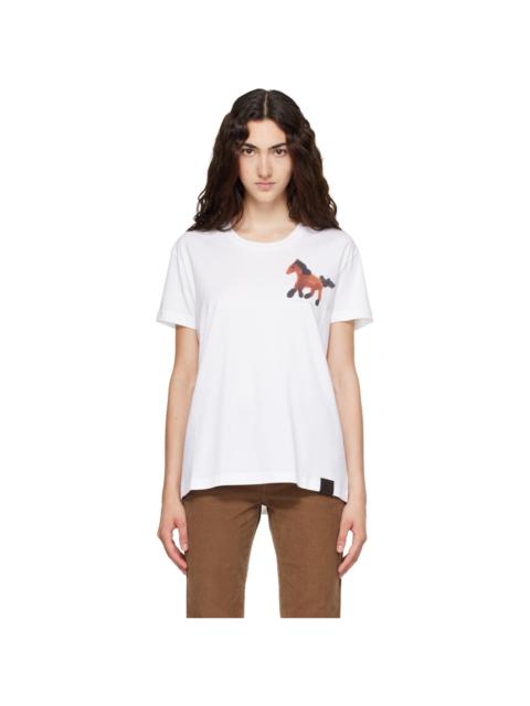 Stella McCartney White Watercolour Horse Cotton T-shirt
