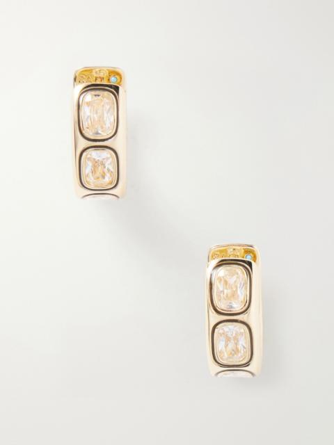 ROXANNE ASSOULIN The Cubic Hinged Chubby gold-tone cubic zirconia hoop earrings Gold