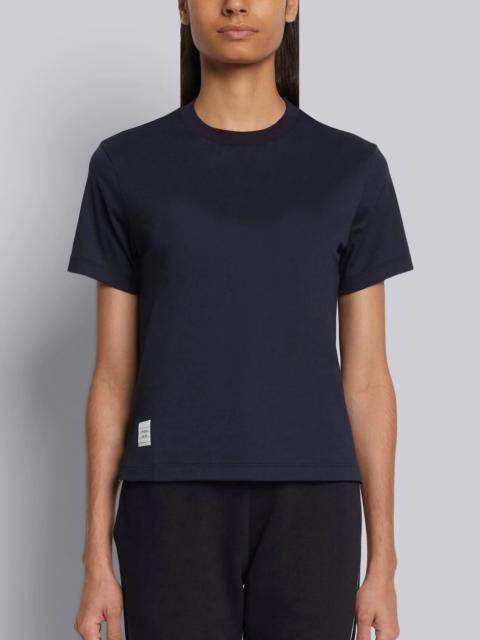 Thom Browne Navy Lightweight Jersey Relaxed Fit Logo Patch Short Sleeve Tee