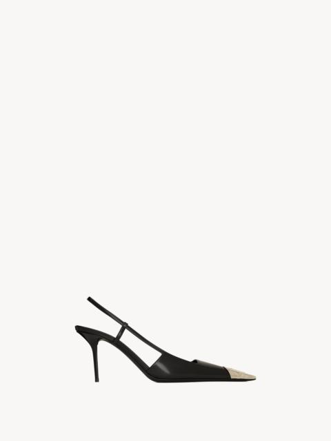 SAINT LAURENT JEANNE SLINGBACK PUMPS IN GLAZED LEATHER