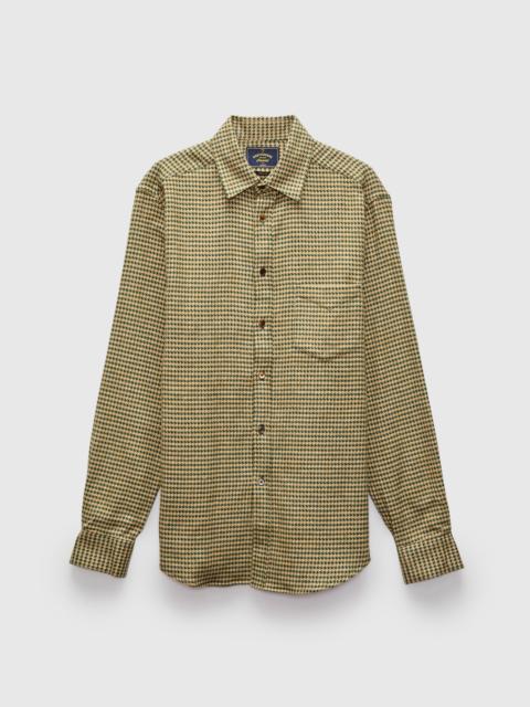 Portuguese Flannel Abstract Pied Poule Button-Up Shirt in Green