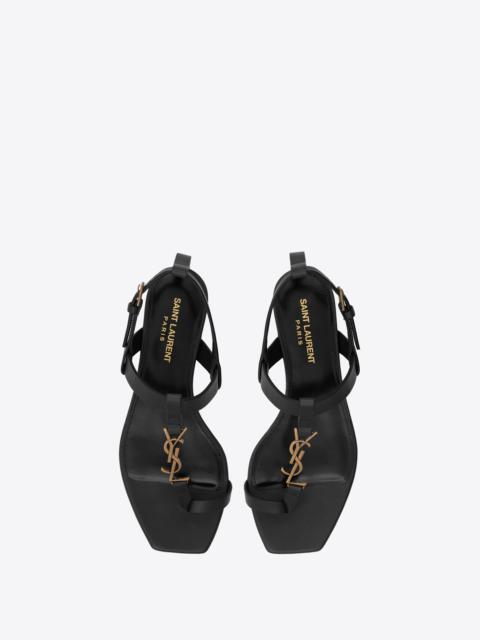 cassandra flat sandals in smooth leather with gold-tone monogram