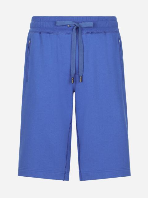 Jersey jogging shorts with logo tag