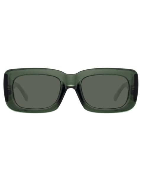 THE ATTICO MARFA RECTANGULAR SUNGLASSES IN MILITARY GREEN