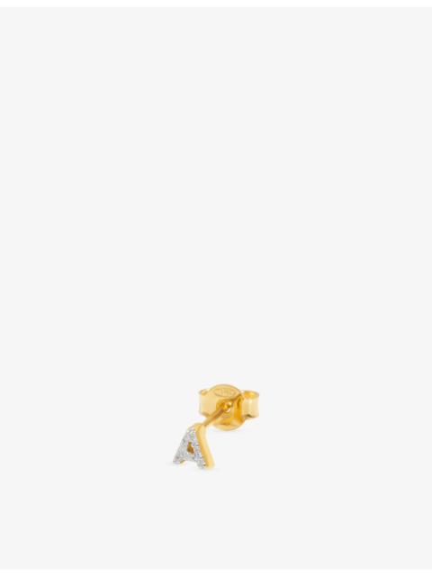 MISSOMA Initial A Pave Initial 18ct Gold Vermeil And Cubic Zirconia Single Stud Earring