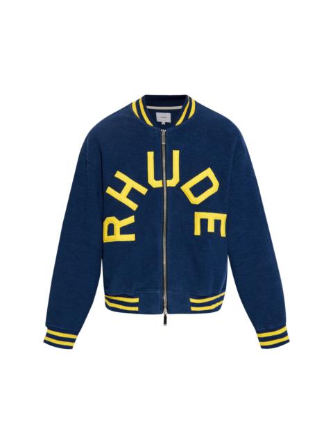 logo-appliquÃ© terry varsity jacket