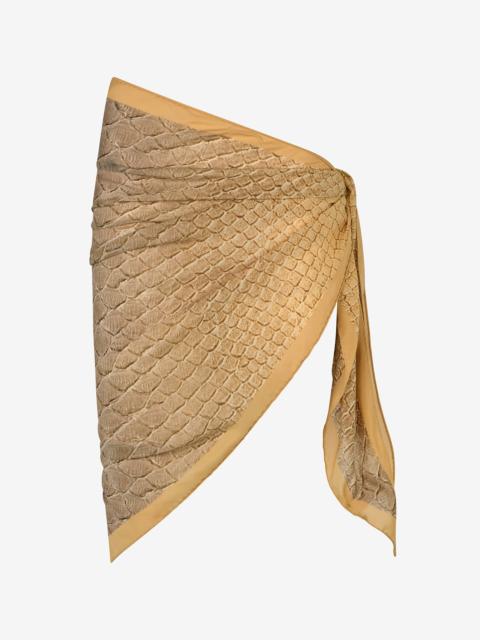 Roberto Cavalli Silk Pareo with Beige and Sand Scale Print