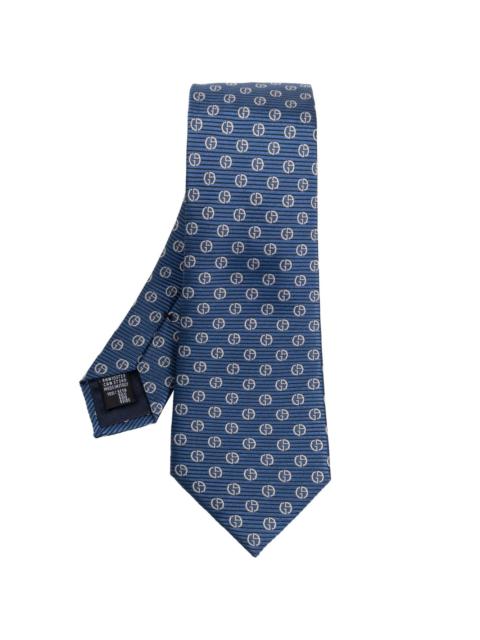 monogram-pattern silk tie