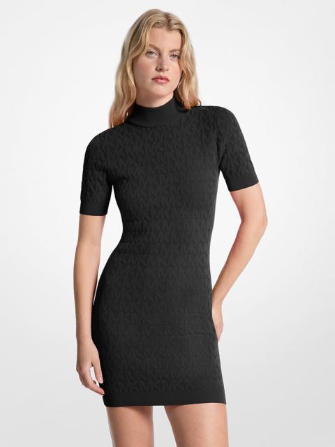 MICHAEL KORS Logo Jacquard Knit Mock Neck Dress