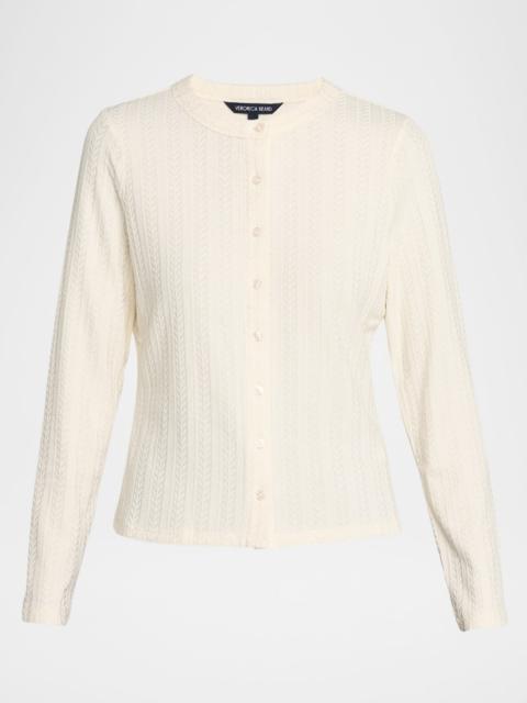 VERONICA BEARD Lira Pointelle Crewneck Cardigan