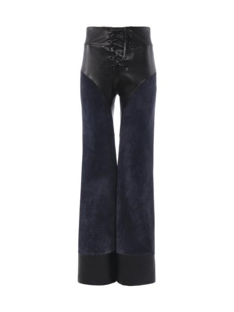 Chloé LACE-UP FLARED PATCHWORK PANTS IN LEATHER