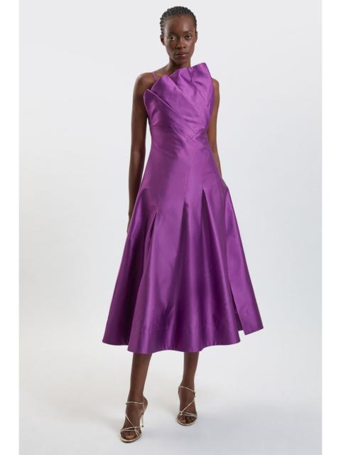KAREN MILLEN Structured Satin Asymmetric Full Maxi Dress