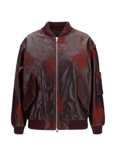 Valstar crinkled-effect leather bomber jacket