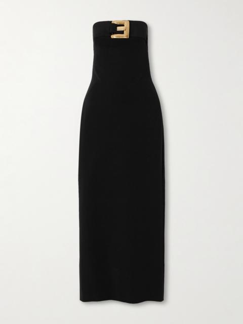 Balmain Buckle-embellished Jersey Bustier Midi Dress
