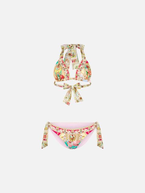 CAMILLA SOFT THICK TIE TRI BIKINI SET W EYELET TRIMS PAINTED PRAYERS