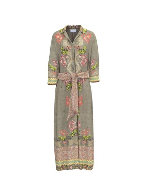Pierre-Louis Mascia Aloe belted floral-motif midi shirt dress