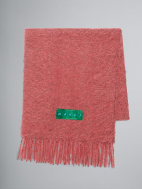 Marni PINK ALPACA AND MOHAIR SCARF WITH FRINGES