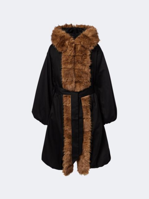 ROTATE Teddy-trimmed hooded coat