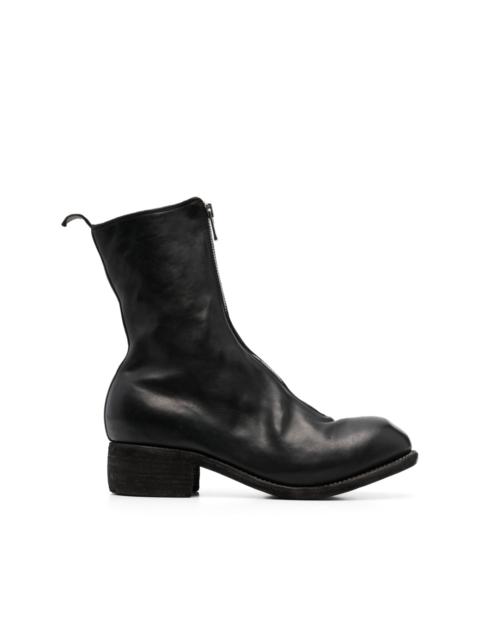 front zip-fastening boots