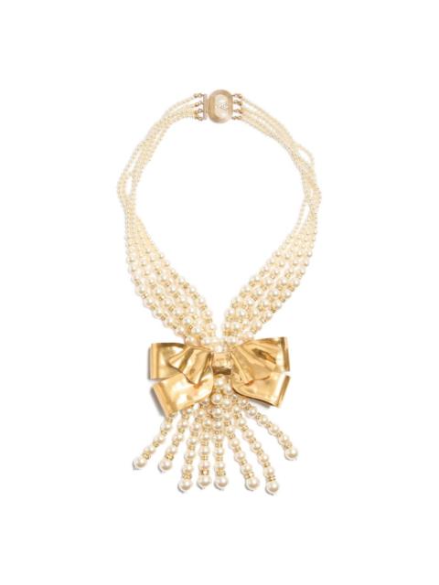 Valentino bow-pendant pearl necklace