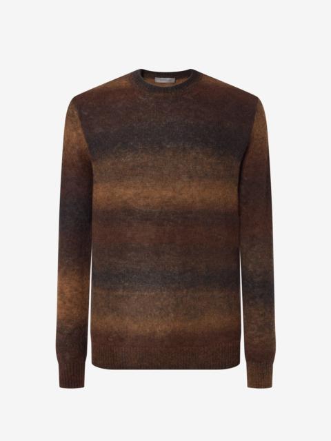 CORNELIANI Brown long-sleeved crew neck jumper made from alpaca blend