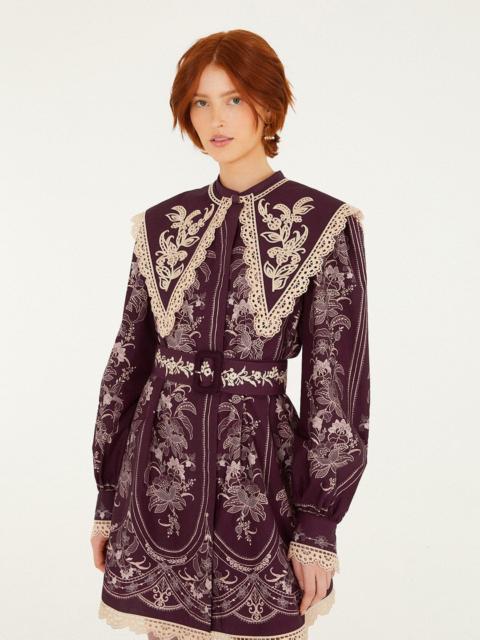 FARM RIO Lara Lace Long Sleeve Mini Dress