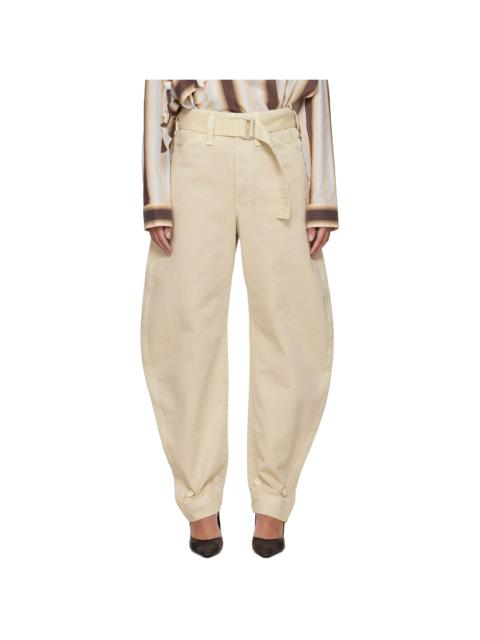 Lemaire Beige Belted Tapered Jeans