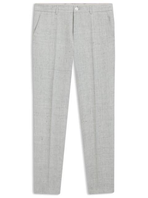 BOSS SLIM-FIT TROUSERS IN PATTERNED LINEN