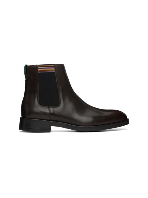Paul Smith Brown Leather Lansing Signature Stripe Chelsea Boots