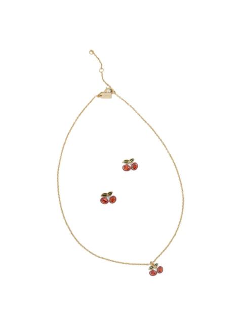 COACH cherry-pendant necklace and earrings set