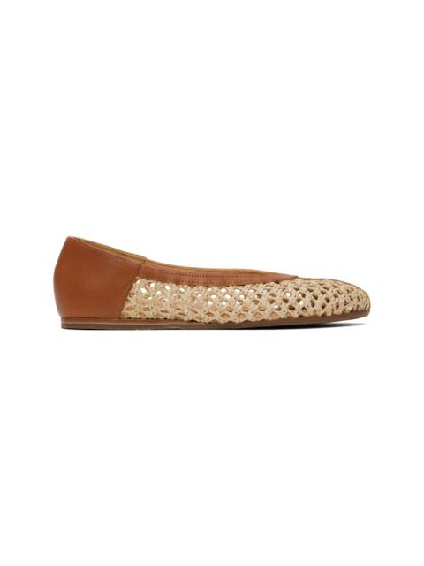 ANCIENT GREEK SANDALS Beige & Tan Aeropi Ballerina Flats