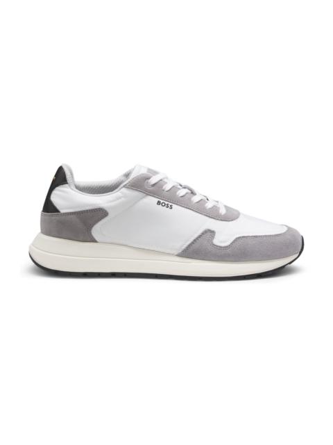 BOSS LACE-UP SNEAKERS IN LIGHTWEIGHT FABRIC WITH SUEDE TRIMS