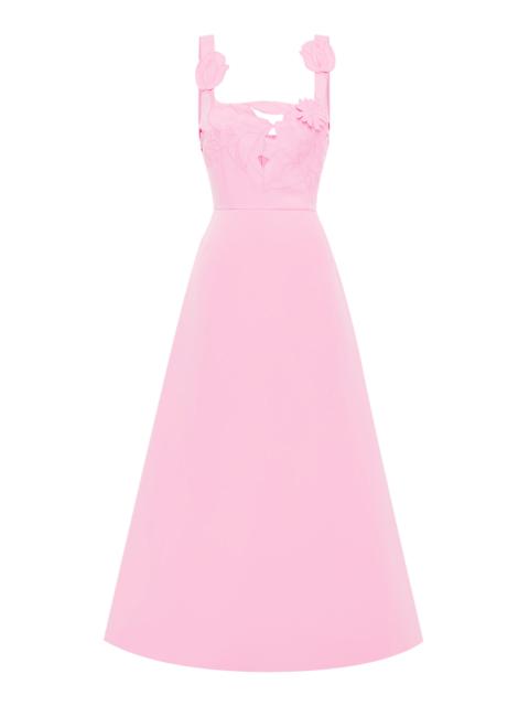 LEO LIN Rianne Appliquéd Crepe Maxi Dress pink
