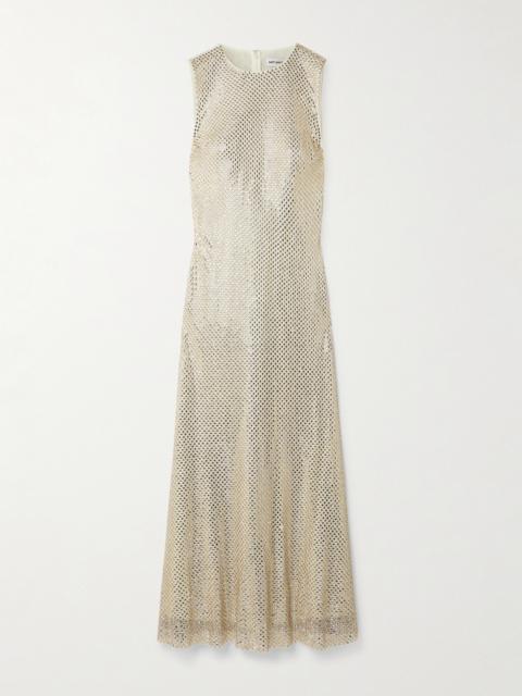 self-portrait Crystal-embellished Stretch-mesh Maxi Dress