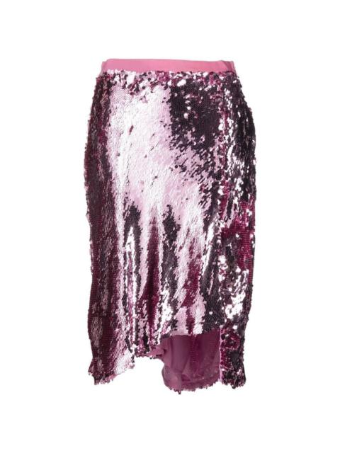asymmetric sequinned midi skirt
