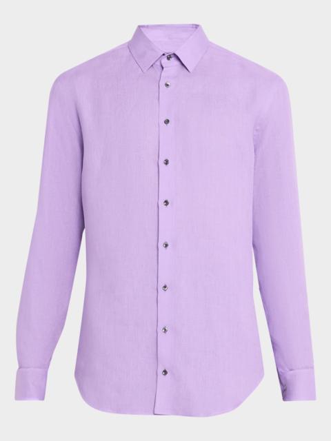 GIORGIO ARMANI Men & apos;s Solid Linen Classic-Fit Sport Shirt