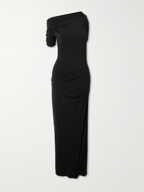 JACQUEMUS The Drapeado One-sleeve Jersey Midi Dress