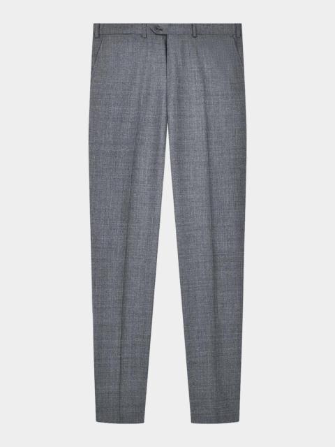 EMPORIO ARMANI Men's Wool Textured Flat-Front Trousers