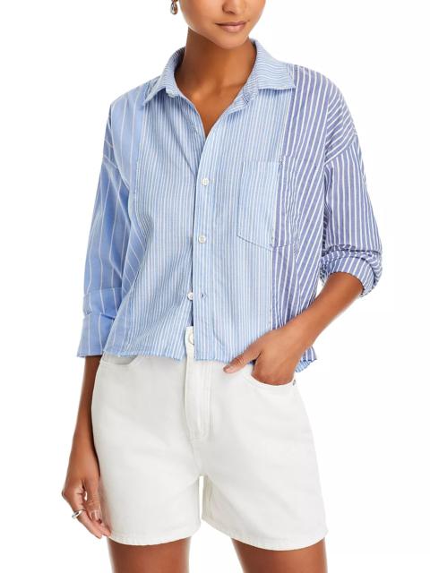 Raw Oxford Striped Button Front Shirt