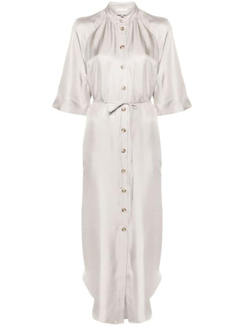 Loulou de Saison Durion tied-waist silk shirtdress