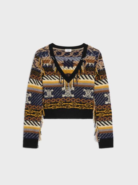 CELINE v-neck sweater IN jacquard cashmere
