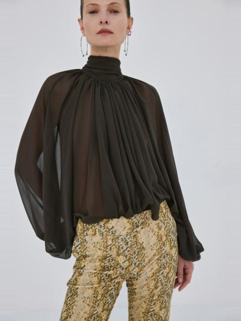 De La Vali AITANA TOP IN CHOCOLATE BROWN CHIFFON