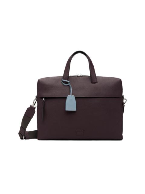 Paul Smith Burgundy Leather Double-Zip Folio Briefcase