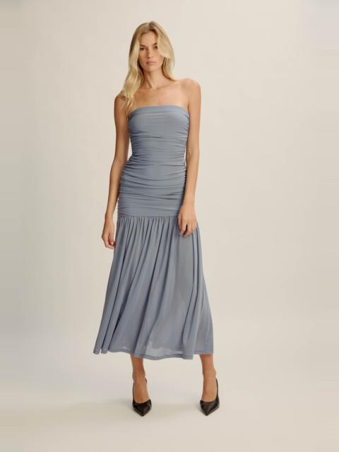 BARDOT Solana Mesh Maxi Dress In Dusty Blue