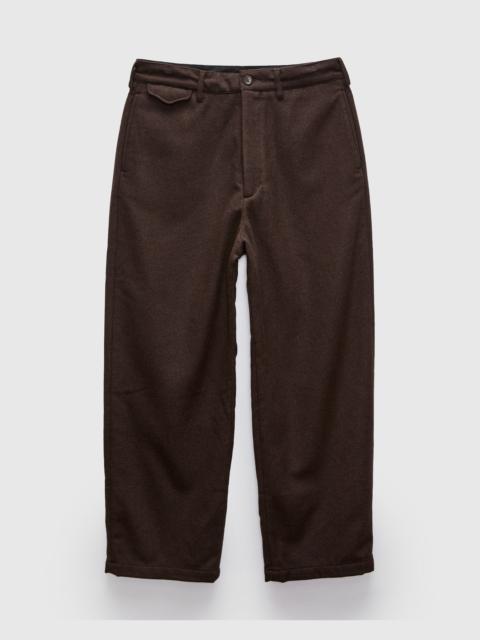 Engineered Garments Officer Pants in Dark Brown Poly Wool Heavy Flannel