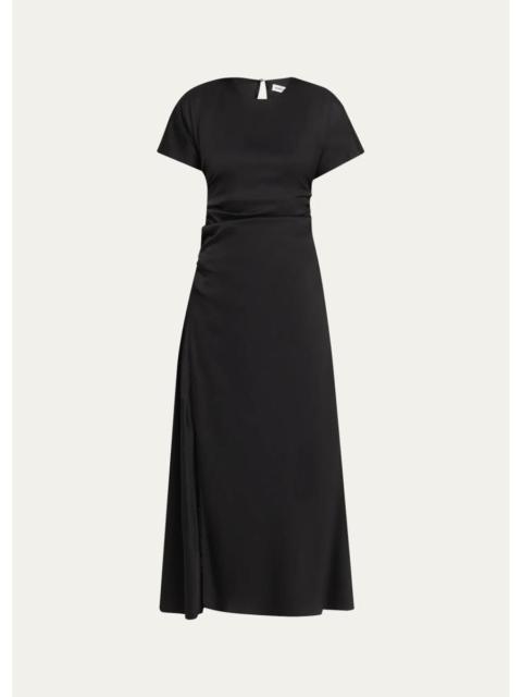 SIMKHAI Marabella Ruched Satin Midi Dress