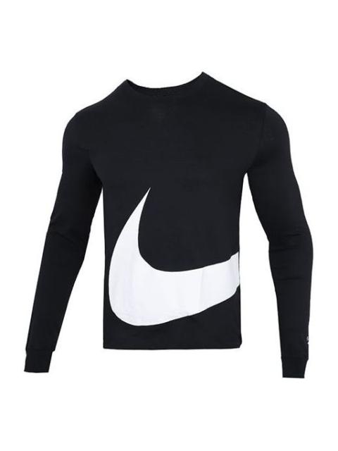 Nike 남자 나이키 Sportswear 대조 색깔 큰 로고 둥근 목 스포츠 긴 소매 검정 DD3396-010