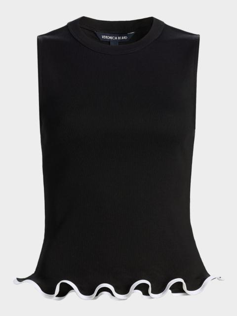 VERONICA BEARD Elianne Sleeveless Contrast-Trim Top