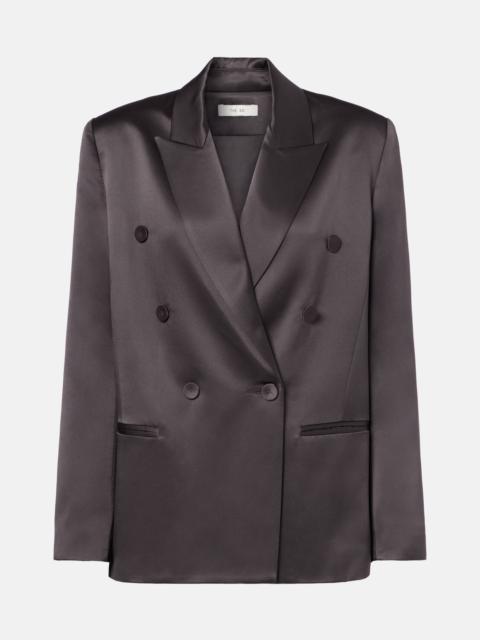 THE SEI Double-breasted silk satin blazer